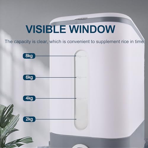 22.5-25 Lbs Gray Rice Dispenser, Rice Container with Lid, Rice Storage Container with Measuring Cup, Food Dispenser Rice Container, Storage Container for Cereal, Household Rice Bucket