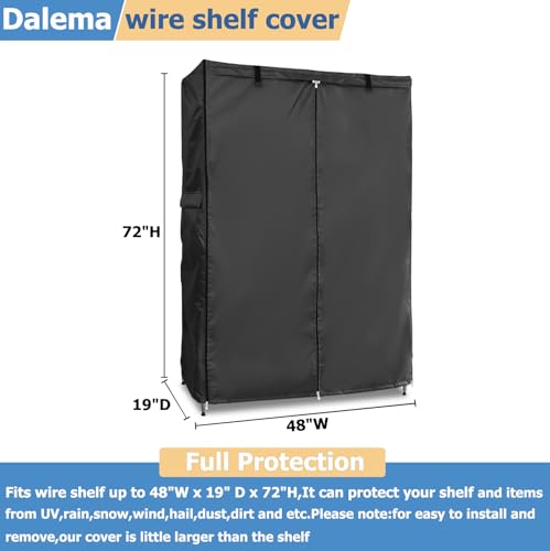 Wire Rack Covers,Heavy Duty 600D Dustproof Waterproof Storage Rack Covers for Metal Shelves,Storage Shelf Cover with Zipper for Wire Shlef,48''W x 19''D x 72''H,Black