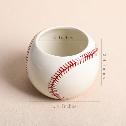 Gaolinci Baseball Shape Ceramic Toothbrush Holder, Bathroom Countertop Tumblers, Makeup Brush Storage