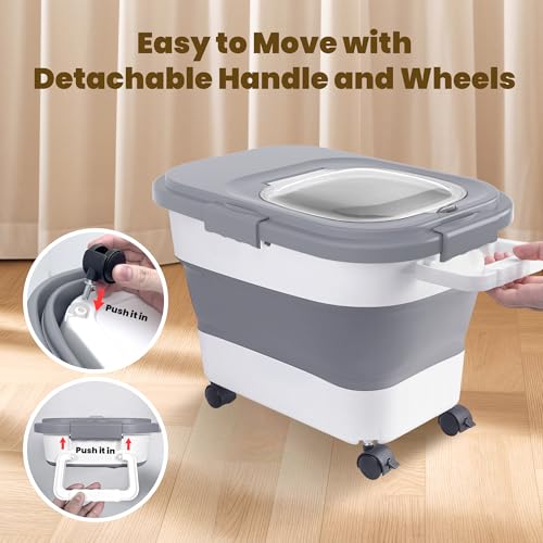 HOYTAMDA 20-30Lbs Collapsible Rice Container,Food Storage Containers Wheels