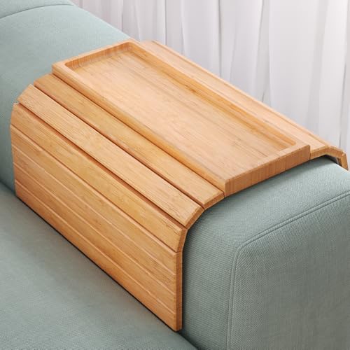 Bamboo Folding Sofa Arm Tray with Anti-Slip Pad (N... (Natural | Bamboo)