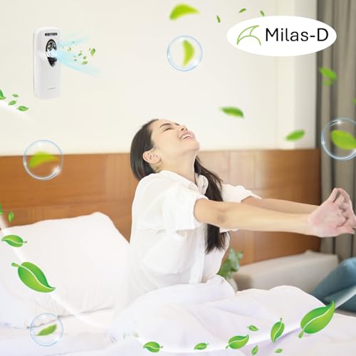 Automatic Air Freshener Spray Dispenser, Custom Timing (Day/Night/24H, 5/10/15/30 min interval), Wall Mounted/Free Standing, Home& Commercial, Glade& Airwick Refill Can, 2 D batteries, Milas-D