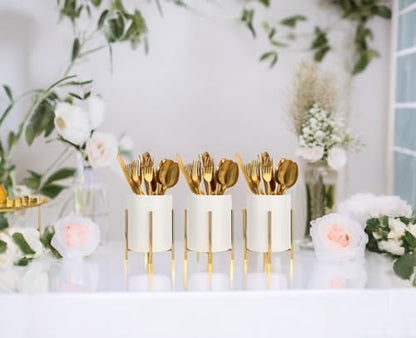 5.9'' Silverware Holder,Kitchen Utensil Holder,Fla... (White gold | Ceramic, Metal)
