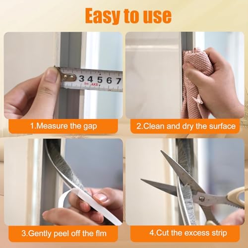 Bruiefpap 39.4FT Weather Stripping for Doors and Windows, Self-Adhesive Soundproofing Door Seal, Door Insulation for Sliding, Exterior, Frames and Front, 0.35'' Wide x 0.2'' Thick, White