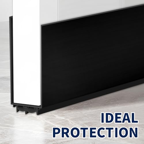 Door Draft Stoppers for Door, 39” Length Weather Stripping Door Seal, Strong Adhesive Door Sweep for Exterior and Interior Doors（Black）