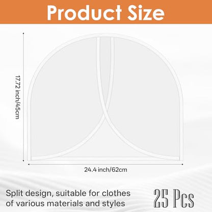 25 Pcs Shoulder Covers for Hanging Clothes, 24 x 17 Inch Plastic Garment Cover Clear Dust Clothes Hanger Covers for Coats, Dress, Suit, Sweater, Jackets