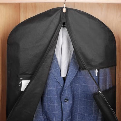 KEEGH 40 inch Suit Cover Bags for Men, Black Garment Bags (Set of 10) | Clear Window, Label Pocket, Garment Bags for Hanging Clothes, Suit Bags for Closet Storage, Clothes Cover for Travel