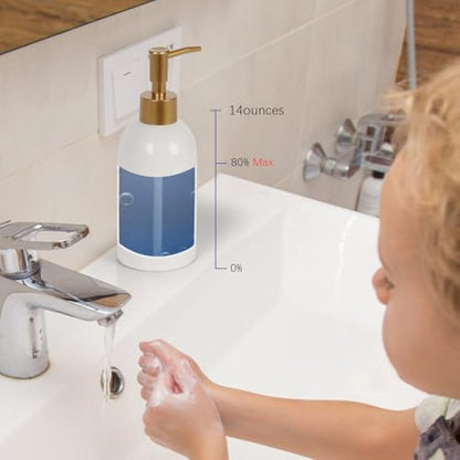 Natheeph 14OZ Soap Dispenser for Bathroom/Kitchen Fill Hand Soap/Dish Soap | Ceramic Soap Dispenser Refillable Shampoo/Lotion/Liquid/Detergent for Bathroom/Kitchen, Soap Pump Dispenser Bottle, 2PC White