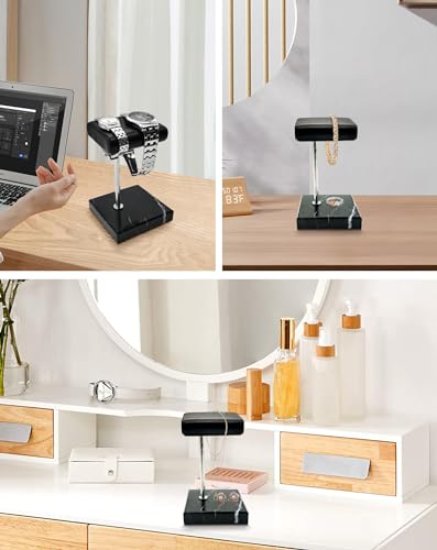 Watch Stand for Men Women Single, Watch Display Stand Holder, Single Watch Holder Watch Stand, Jewelry Stand, Black Marble Watch Stand Display for Watches, Bracelets, Watch Accessory