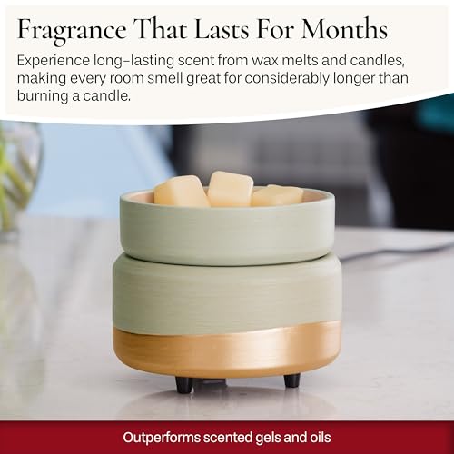Candle Warmers ETC 2-in-1 Candle and Fragrance Warmer for Warming Scented Candles or Wax Melts and Tarts with to Freshen Room, Midas