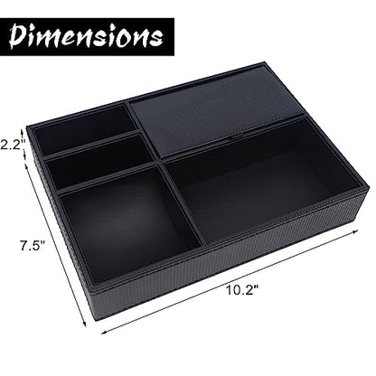 Zcaukya Men's Valet Tray, 5 Compartments, Black | Jewelry Box Nightstand Organizer, For Phone Keys Wallet Watch Glasses
