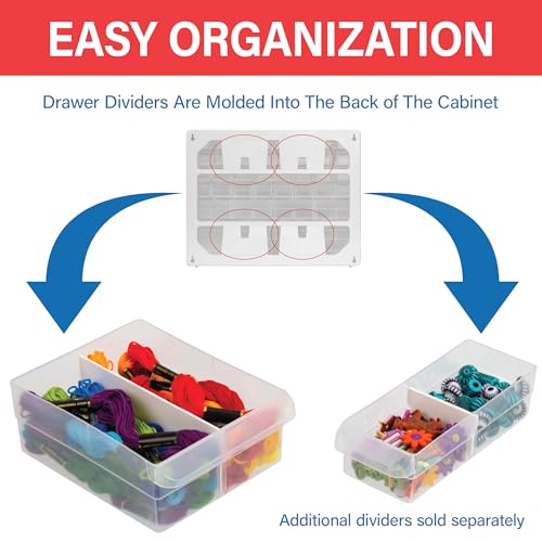 Akro-Mils 24-Drawer Plastic Storage Cabinet, 20" W x 6" D x 16" H, Black | Plastic Cabinet w/ Drawers for Garage Organization, Beads, Building Bricks Storage, Teacher Toolbox, Makeup Organizer, 10124