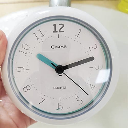 OSTAR Waterproof Bathroom Shower Clock, Analog Quartz Clock Hanging Stand Dual Purpose, One AA Battery Operated 4.72 inch Round Size