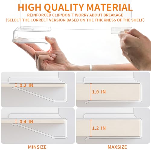 6 Pack Acrylic Shelf Dividers for Closet Organization,Towel,Sweater,Purse Organizer - Adjustable Height - Vertical Shelf Separators for T Shirt,Clear Closet Shelf Divider for Wood Shelves