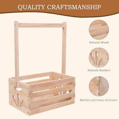 Wooden Baby Shower Crate Closet , Baby Storage nursery Crate Hamper with Handle, Gift Basket for Baby nursery Excluding hangers，Newborn Boy Girl Welcome Gift for New Mom Parents