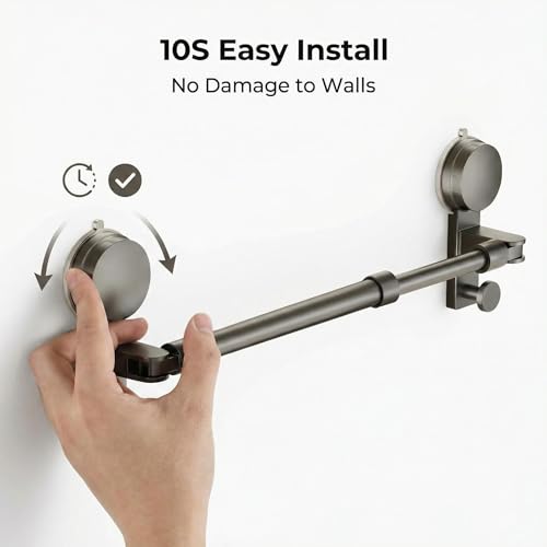 Suction Towel Rack, No Drill, Adjustable, RV Bathroom Kitchen, 15.7-30.7IN | Multi-use for bathroom, kitchen & RV，Adjustable length fits wall spaces，Easy install, removable, repositionable