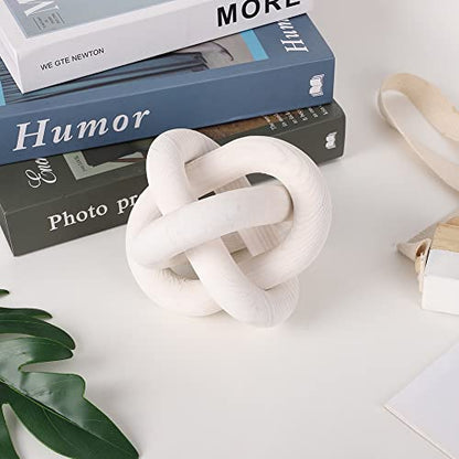 Jlong Wood Knot Decor Chain Link Modern Farmhouse Boho Coffee Table Accent | Hand Carved Wooden Chain Accent with 3-Link , Perfect for Coffee Table, Shelf, Mantel, Living Room, Bedroom, Office Decor