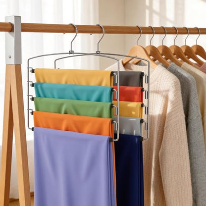 Korpai 3-Pack Pants Hangers Space-Saving Multi-Layer,150° Rotate Metal Swing Arm Non Slip Foam Padded,Closet Organizers and Storage 360 Swivel Top Hook for Jeans,Trouser,Slacks,Skirt,Scarfs,Towels ect