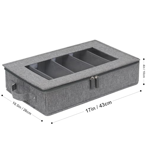 Flatware Utensil Storage Case, Silverware Storage Box Chest with Dividers | 5 Compartment Flatware Storage Box with Zipper Lid for Organizing Cutlery, Flatware, Knives, Large Capacity Gray