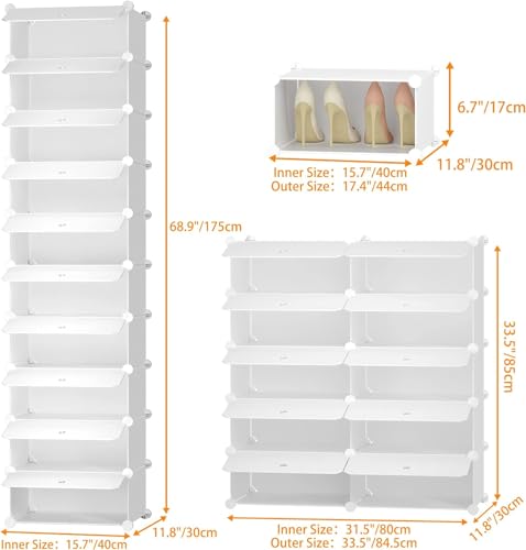 HOMIDEC Shoe Storage, 10-Tier Shoe Rack Shoe Organizer for Closet | 20 Pair, Narrow Shoes Shelf Cabinet for Entryway, Bedroom and Hallway