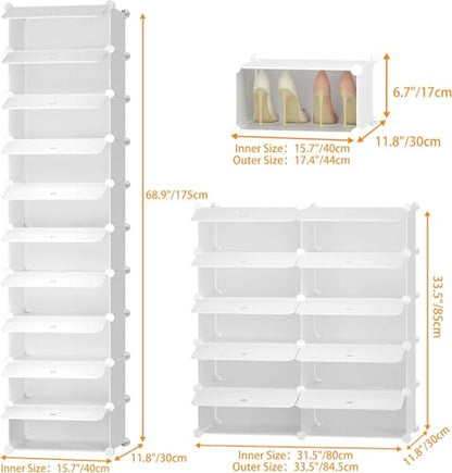 HOMIDEC Shoe Storage, 10-Tier Shoe Rack Shoe Organizer for Closet | 20 Pair, Narrow Shoes Shelf Cabinet for Entryway, Bedroom and Hallway