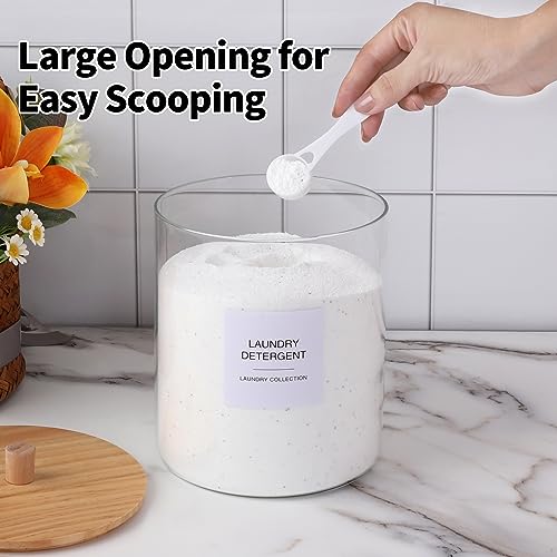 Glass Jars for Laundry Room Organization, Laundry Pods Container with 27 Labels, Detergent Holder with Bamboo Lid, Cute Storage Jars (Set of 1)