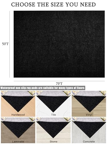 5ft x 7ft Non-Slip Rug Pads,Waterproof Extra Large Area Rugs Non Skid Rug Pad for All Floors and Finishes Durable Hardwood Floor Protective Felt Keeps Rugs in Place, Safe and Secure