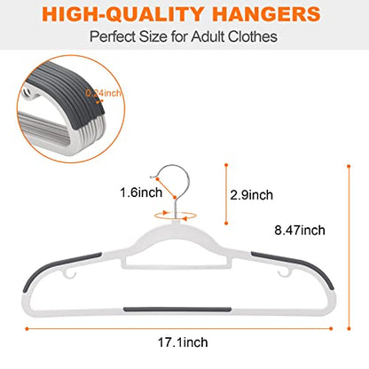 Plastic Hangers - 30 Pack, Non Slip Slim Coat Hangers, Heavy Duty Thin Plastic, 17.1" for Women/Men Clothes