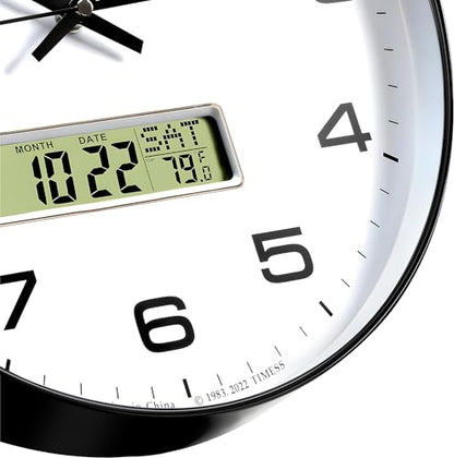 Wall Clock, 10" Dial Non-Ticking Silent Battery Op... (Black)