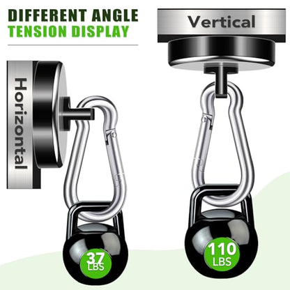 Carabiner Magnetic Hooks, 110LBS Strong Magnets, Black, 12 Pack | Magnetic Hooks Heavy Duty with Swivel Carabiner Hook, Great for Hanging for Cruise, Garage, Kitchen, Refrigerator, Locker