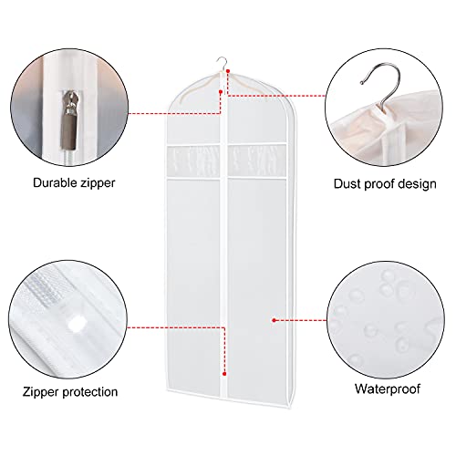 Zilink Dress Garment Bag for Storage Dress Cover Bag for Long Dresses 72 in | 3 in Gusseted, Clear Window, Dress Protector Bag for Long Evening Dresses, Fur Coat, Long Dress, Gown Closet Storage, 2 Pack
