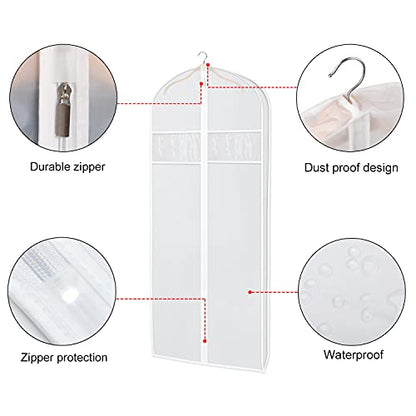 Zilink Dress Garment Bag for Storage Dress Cover Bag for Long Dresses 72 in | 3 in Gusseted, Clear Window, Dress Protector Bag for Long Evening Dresses, Fur Coat, Long Dress, Gown Closet Storage, 2 Pack