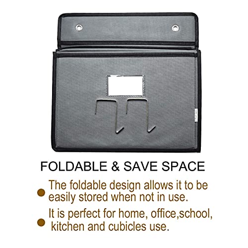 Over the Door Hanging File Organizer 5 Extra Large Pockets Wall Hanging File Folders Organizer Holders,Home Office Supplies Storage Pocket Chart for Paper Mails Planners Notebooks,Gray