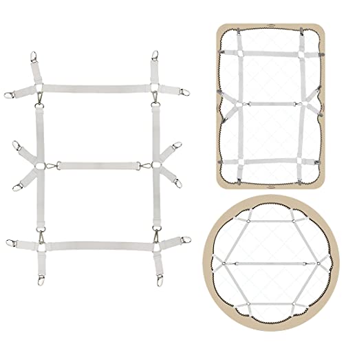 Bed Sheet Straps Nonslip Fitted Sheet Clips,Adjustable Elastic Bedding Holder Easy Install on Mattress Covers (White)