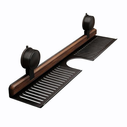 Bathroom Sink Shelf Over Faucet, No Drill Floating Shelf for Bathroom Sink, Under Sink Caddy Organizers for Toothbrush Soap (Black, 20 inch)