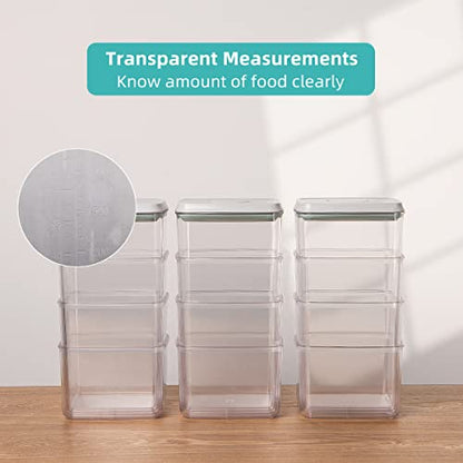 Pop Airtight Food Storage Containers with Lids for Kitchen Pantry Organizing Stackable Container for Cereal Snack Flour Sugar Coffee Spaghetti -12 Pcs(1.2, 2.0, 2.7, 3.3qt)*3