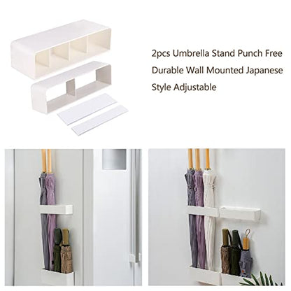 Umbrella Stand Holder Indoor, Wall Mounted No Punching Umbrella Storage Rack, Detachable Japanese Style Umbrella Stand Space Saving for Hotel Hallway Home Office