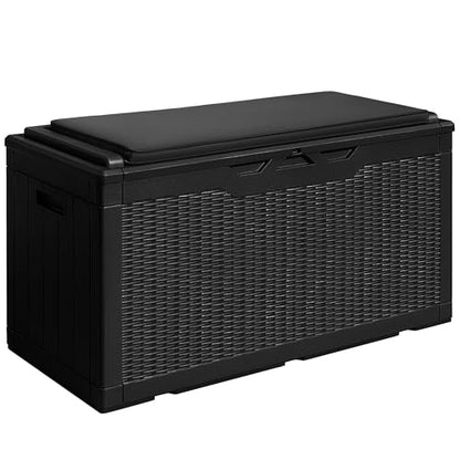 Devoko 100 Gallon Resin Waterproof Outdoor Storage Box with Cushion | Large Resin Deck Box Indoor Lockable Storage Container for Patio Furniture Garden Pool Cushions