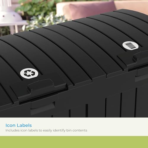 Suncast Dual 33 Gal Trash Hideaway Cabinet, Discrete Outdoor Storage