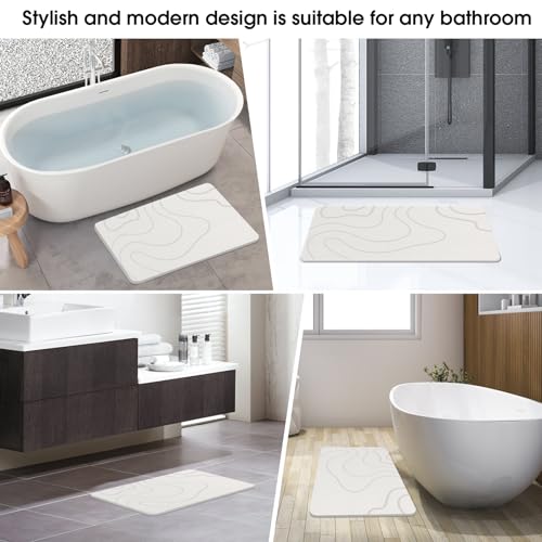 Stone Bath Mat Diatomaceous Earth Shower Mat Non-Slip Super Absorbent Diatomite Stone Mats for Bathroom Floor/Ktichen Cuonter Quick-Drying Easy to Clean (24''*16''White)