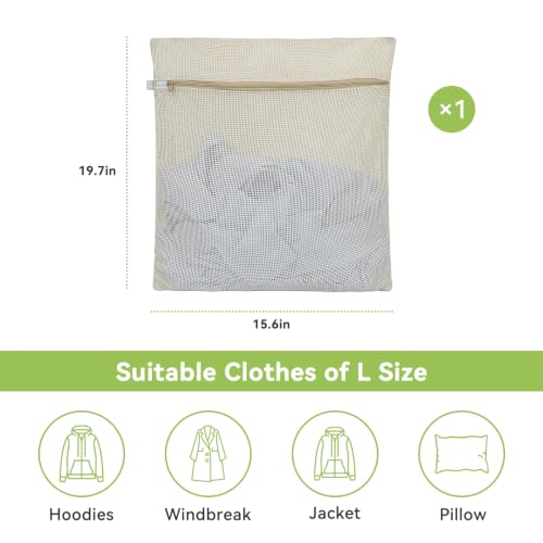 OTraki Durable Cotton Mesh Laundry Bags 16 x 20 Inches Breathable Wash Bags | Lingerie Bags with Zipper for Washing Delicates, Travel Wash Bags for Delicates, Clothes, Pants, Underwear, Bra, Socks