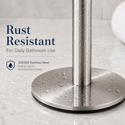Brushed Nickel Hand Towel Holder Stand,13 Inch Free-Standing Towel Rack, SUS304 Stainless Steel Towel Bar Rack Stand, Tower Bar for Bathroom Kitchen Vanity Countertop…