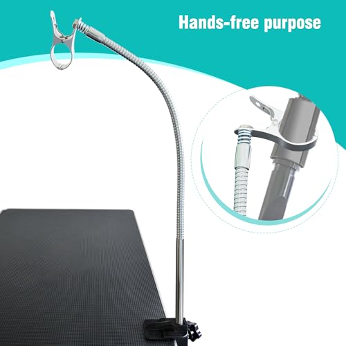 Dog Pet Grooming Table Hair Dryer Stand Hose Tube Holder Hands-Free Stainless Steel Groomers Adjustable Third Arm with Clamp