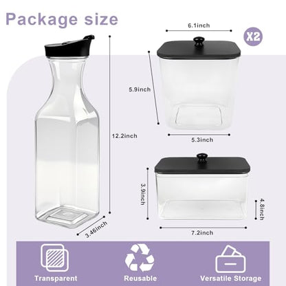 POLRAI Laundry Pod Containers and Dryer Sheet Holder and Laundry Detergent Dispenser Clear Laundry Room Organization and Storage with Wooden Lids Labels and spoon （2+1+1 Pack）