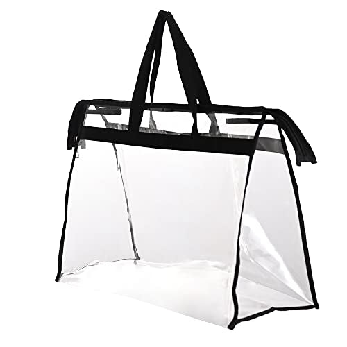 Large Zippered Clear Dust Cover Organizer Bag Beach Tote Grocery Storage Handbag Purse