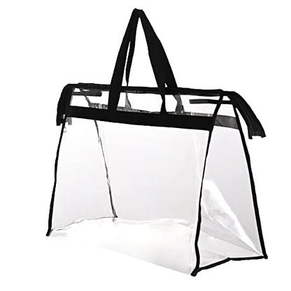 Large Zippered Clear Dust Cover Organizer Bag Beach Tote Grocery Storage Handbag Purse