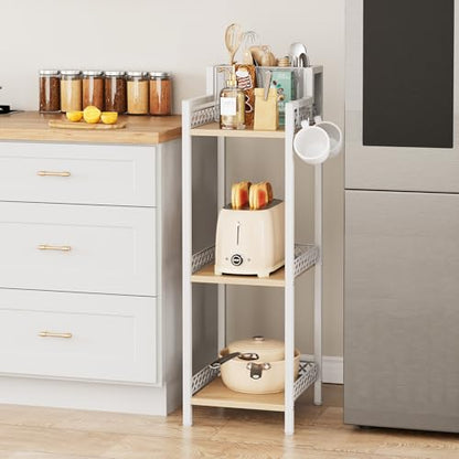 Slim Bathroom Storage Shelf Unit, Makeup Organizer for Small Spaces | 3 Tier Rustic Makeup Organizer for Cosmetic and Skincare, Space Saving Standing Shelves for Bathroom,Bedroom,Kitchen,Laundry