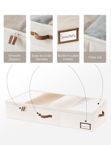 StorageWorks Large Under Bed Storage Containers with Handles and Label Holder, 2 Pack Ultra-thick Fabric Underbed Bins, Closet Organizer for Clothes, Blankets, Sweater
