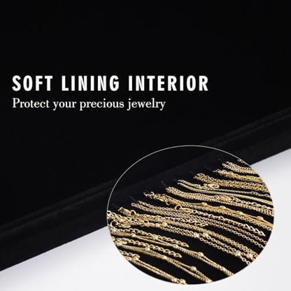Siveit Necklace Organizer Box Premium 20 Hooks Velvet Necklace Display Jewelry Tray with Transparent Lid Jewelry Necklace Display Box for Necklace Pendants Suitable for Women and Girls (Black)