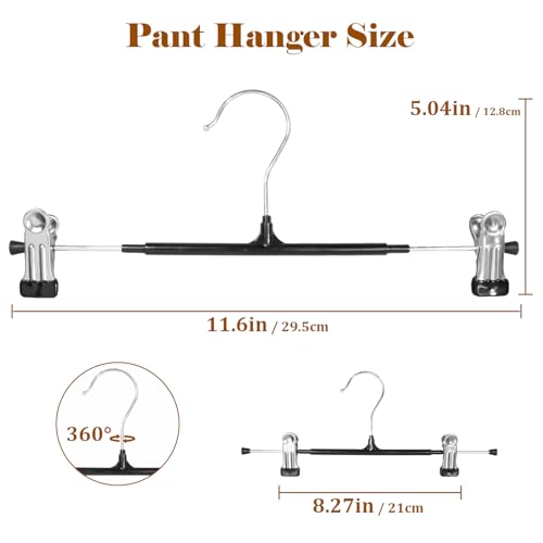 Pants Hangers with Clips, 20 Pack 11.6 inch Heavy Duty Metal Hangers, Adjustable Skirt Hangers for Women, Space Saving Non-Slip for Pants,Socks,Jeans and Skirts